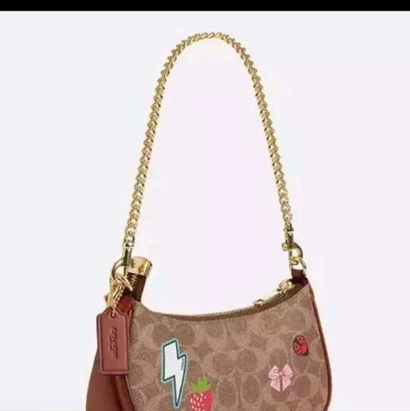 NEW! COACH TERI MINI SIGNATURE CANVAS CROSSBODY BAG WITH REXY STICKER PRINT NWT! - Picture 2 of 3